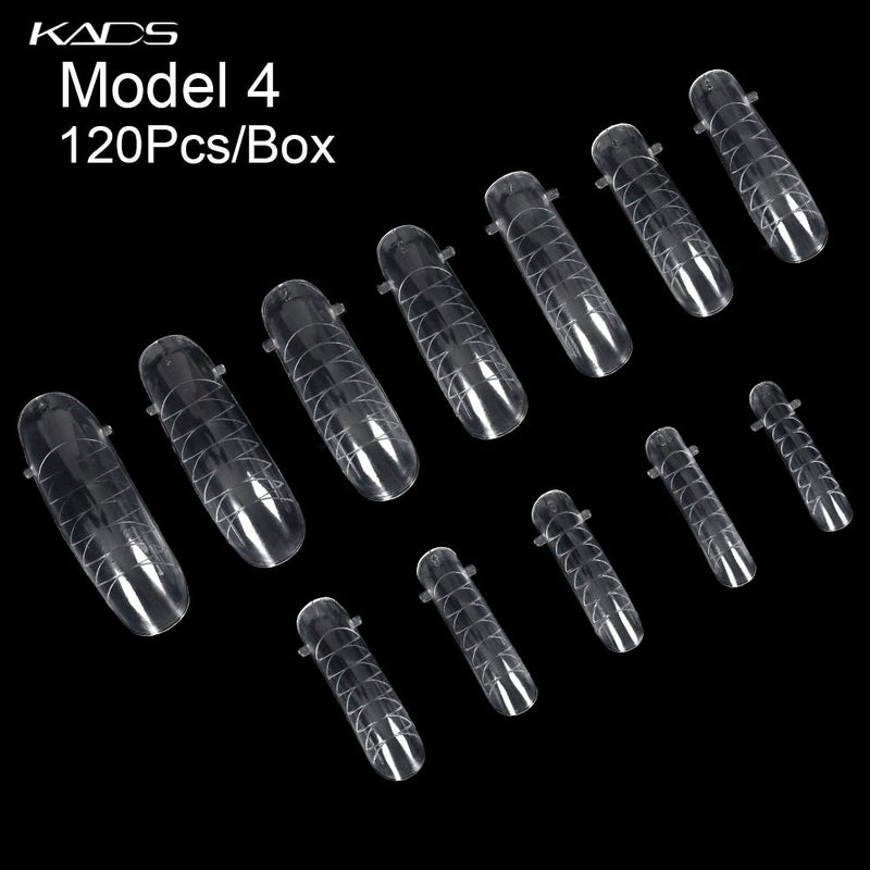 KADS 120PCS Clear Full Cover Dual Nail System Form UV Gel Acrylic Nail Art Mold Artificial Nail Tips with Scale for Extension (MODEL 4) - Image 3
